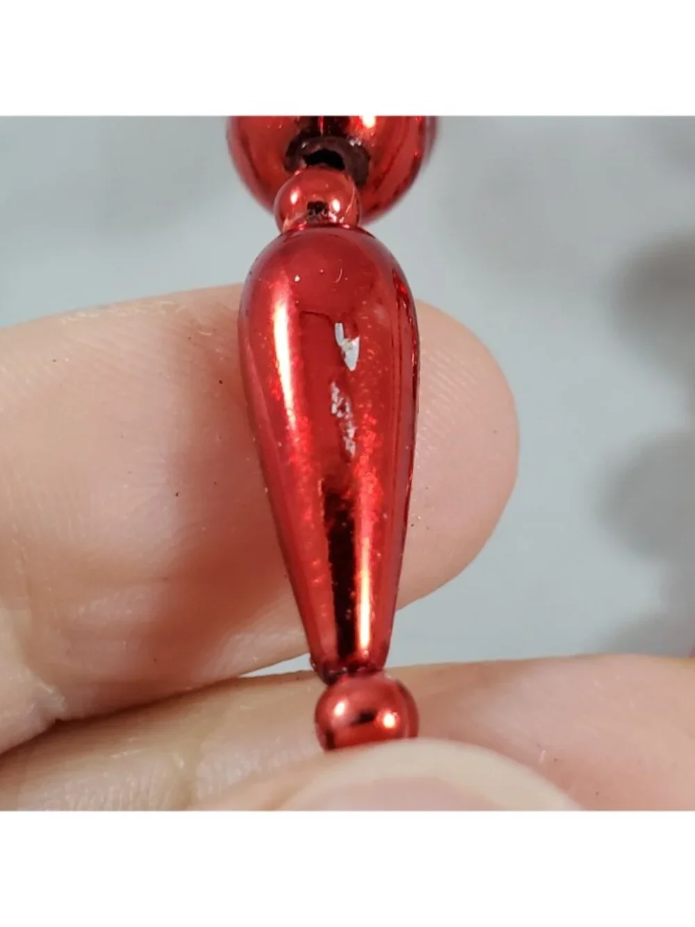 Set of 5 Marshall Fields Red Water Drop Plastic Bead Christmas Garland 9ft each